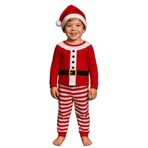 New 2t Unisex Matching Santa Elf‎ Family Pajamas 3 Piece Set Christmas Holiday